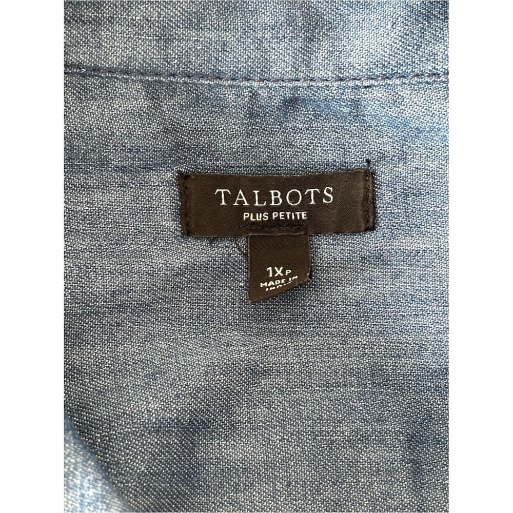 Talbots Embellished Collar Denim Button Front Shirt Size 1XP - Picture 4 of 5